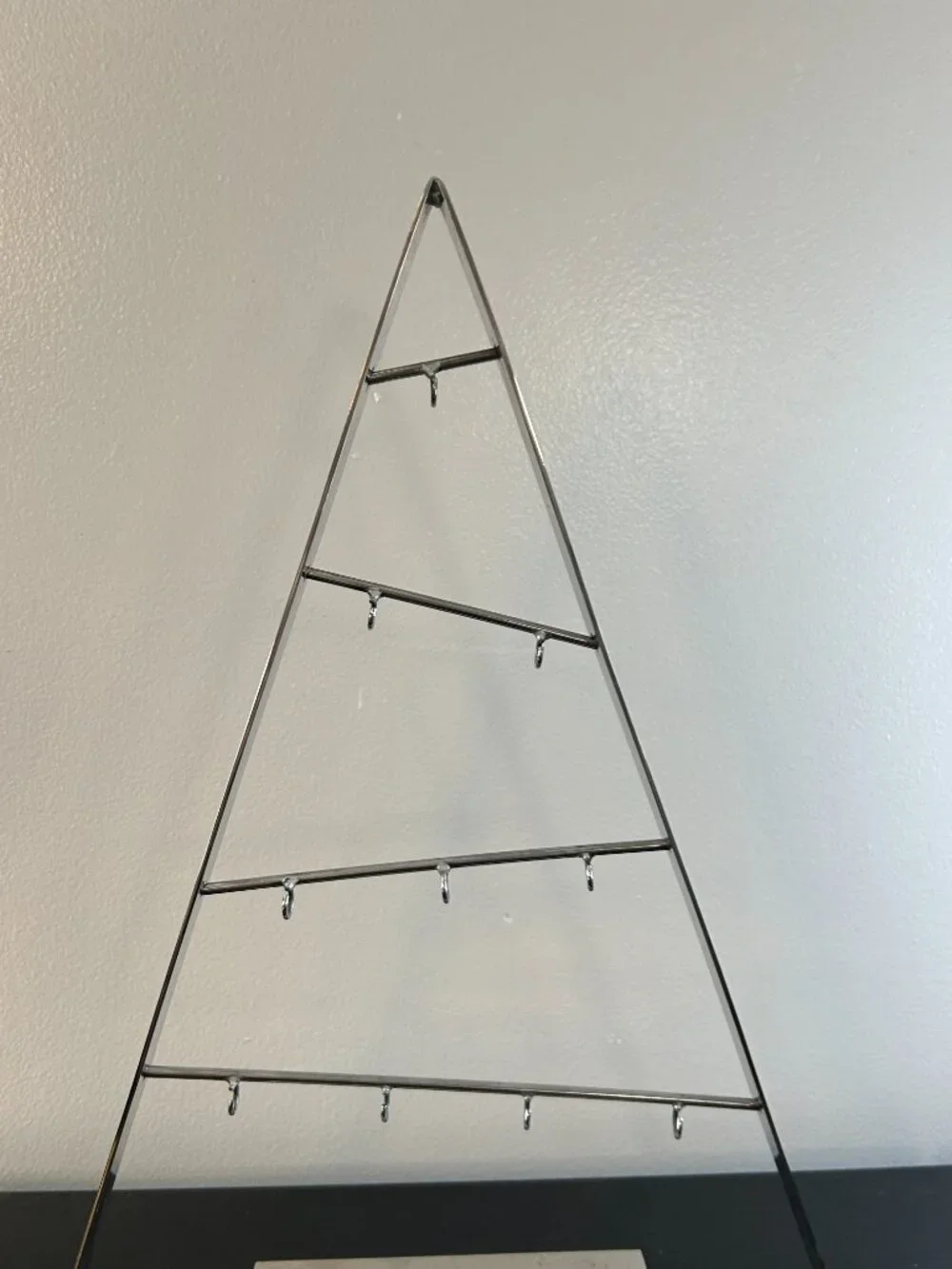 Crate & Barrel Silver Metal Christmas Ornament Display Tree 16 Inches